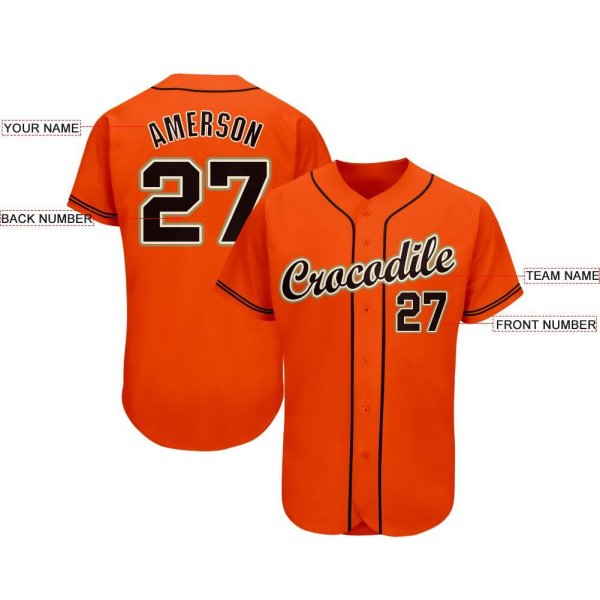 Men's Custom Orange Black-Cream Baseball Jersey