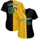 Men's Custom Black Kelly Green-Gold Authentic Split Fashion Baseball Jersey