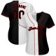 Women's Custom White-Black Red Authentic Split Fashion Baseball Jersey